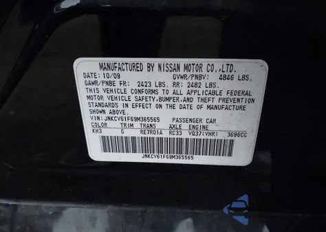 2009 Infiniti G37X from USA, damaged, VIN JNKCV61F69M365565